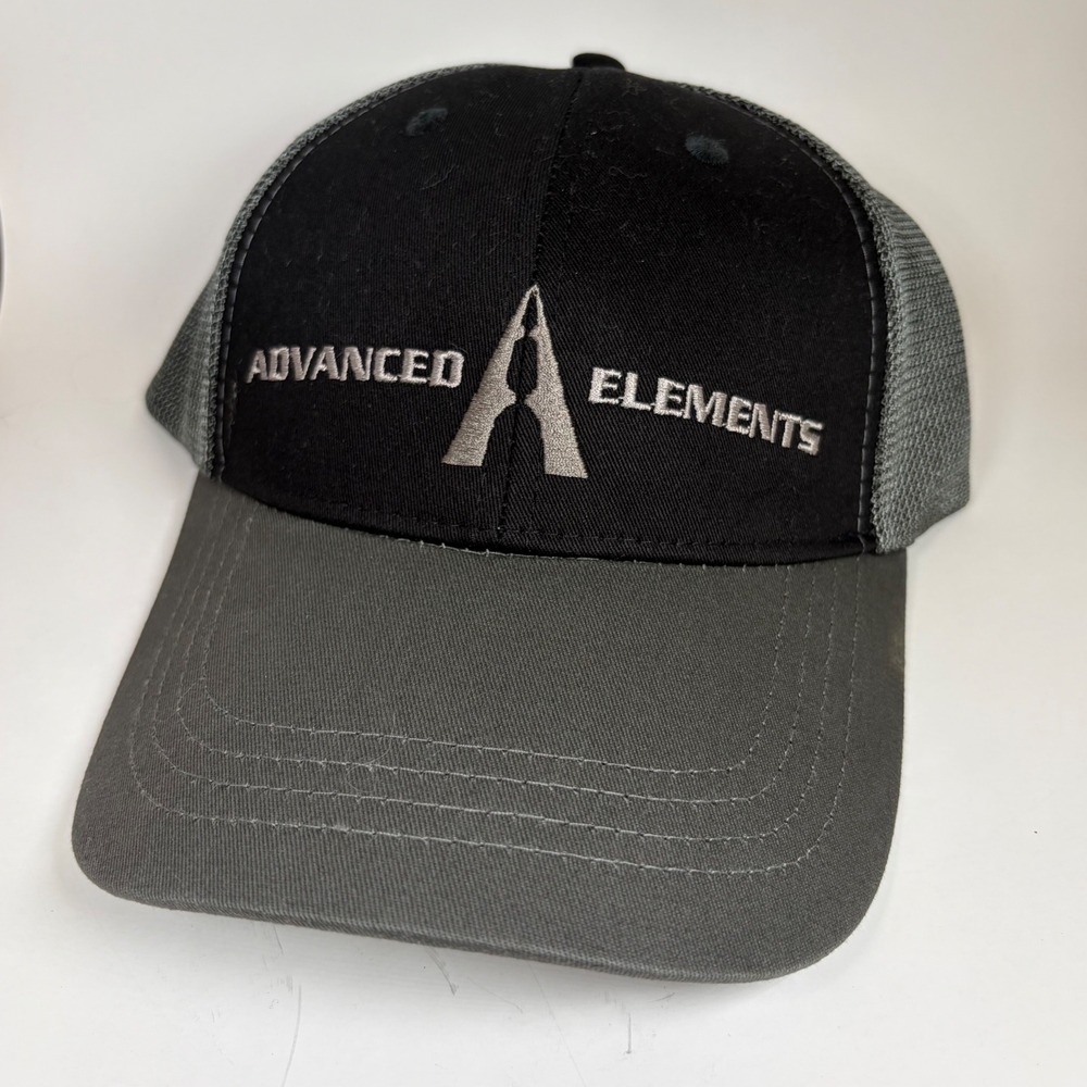 Advanced Elements Trucker Hat Black Grey Mesh Snapback Baseball Cap Logo